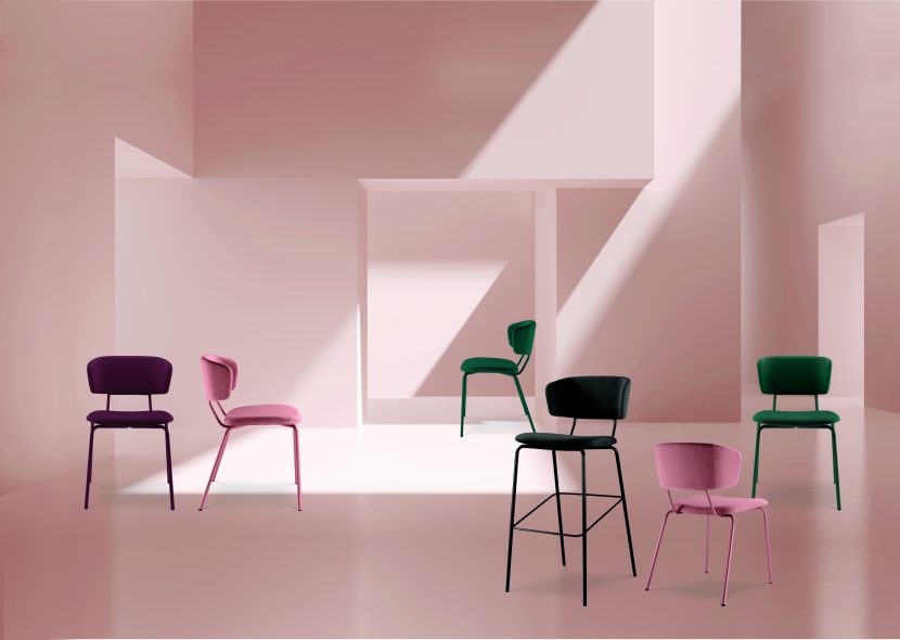 Flexi Chairs and bar stools in pinks, green and black